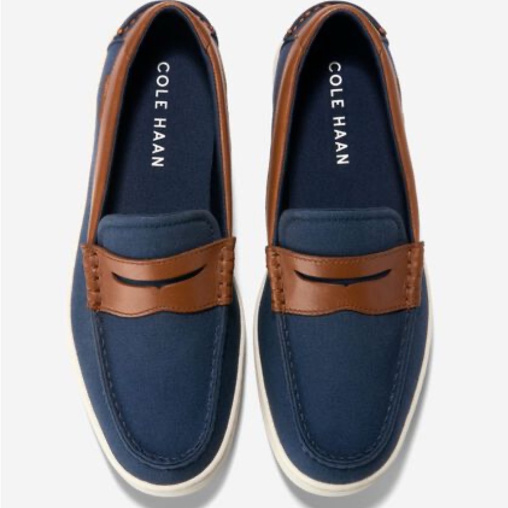 Cole Haan Men's Dark Blue and Brown Slip-Ons
